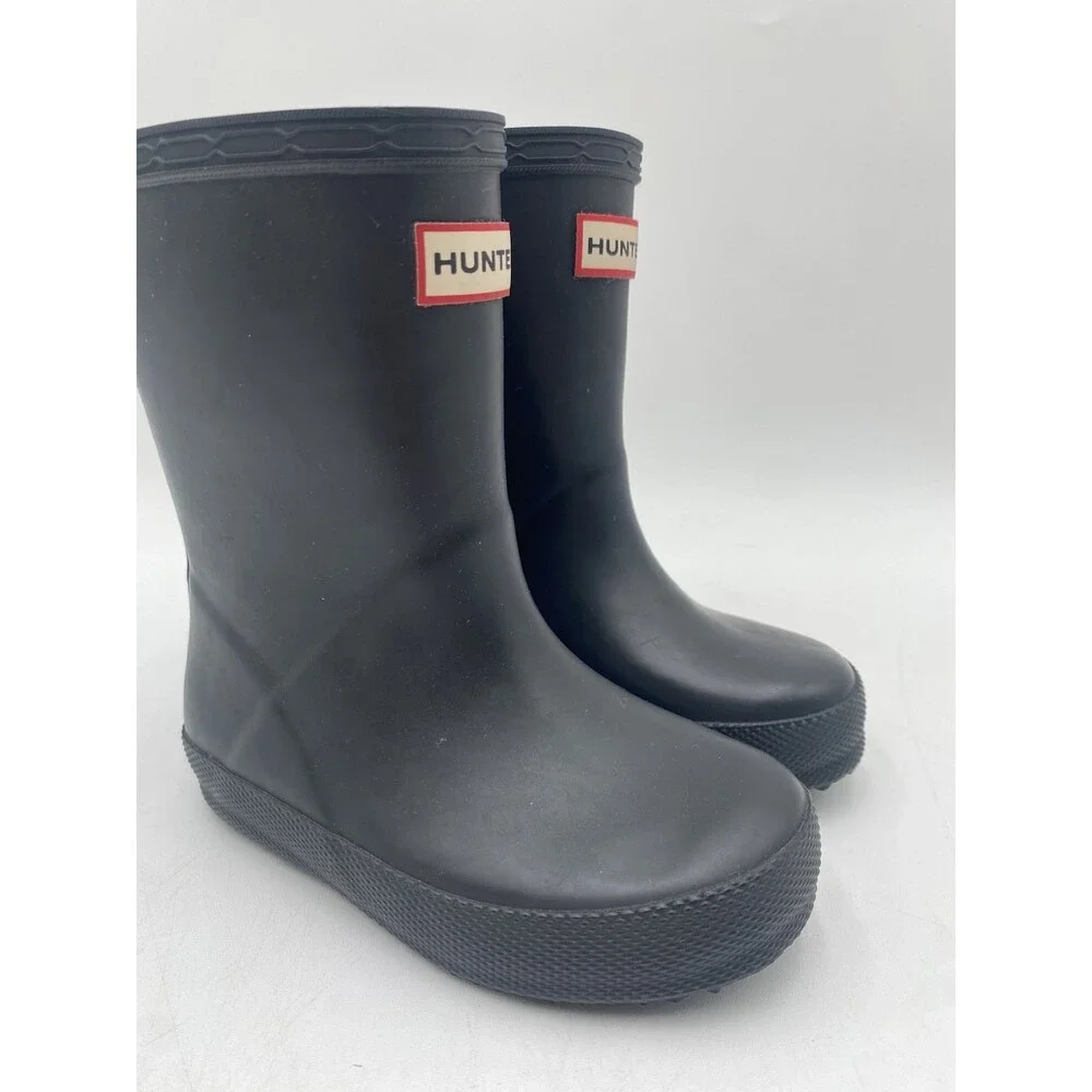 HUNTER FIRST CLASSIC Kids' NEW Rain Boots Black US Size B7/G8 - Picture 2 of 11